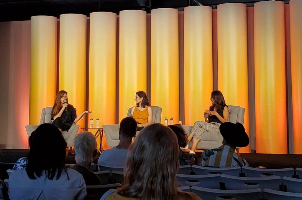 April Pride, Vanessa Lavorato, and Kate Miller in the speaker series at Hall of Flowers.